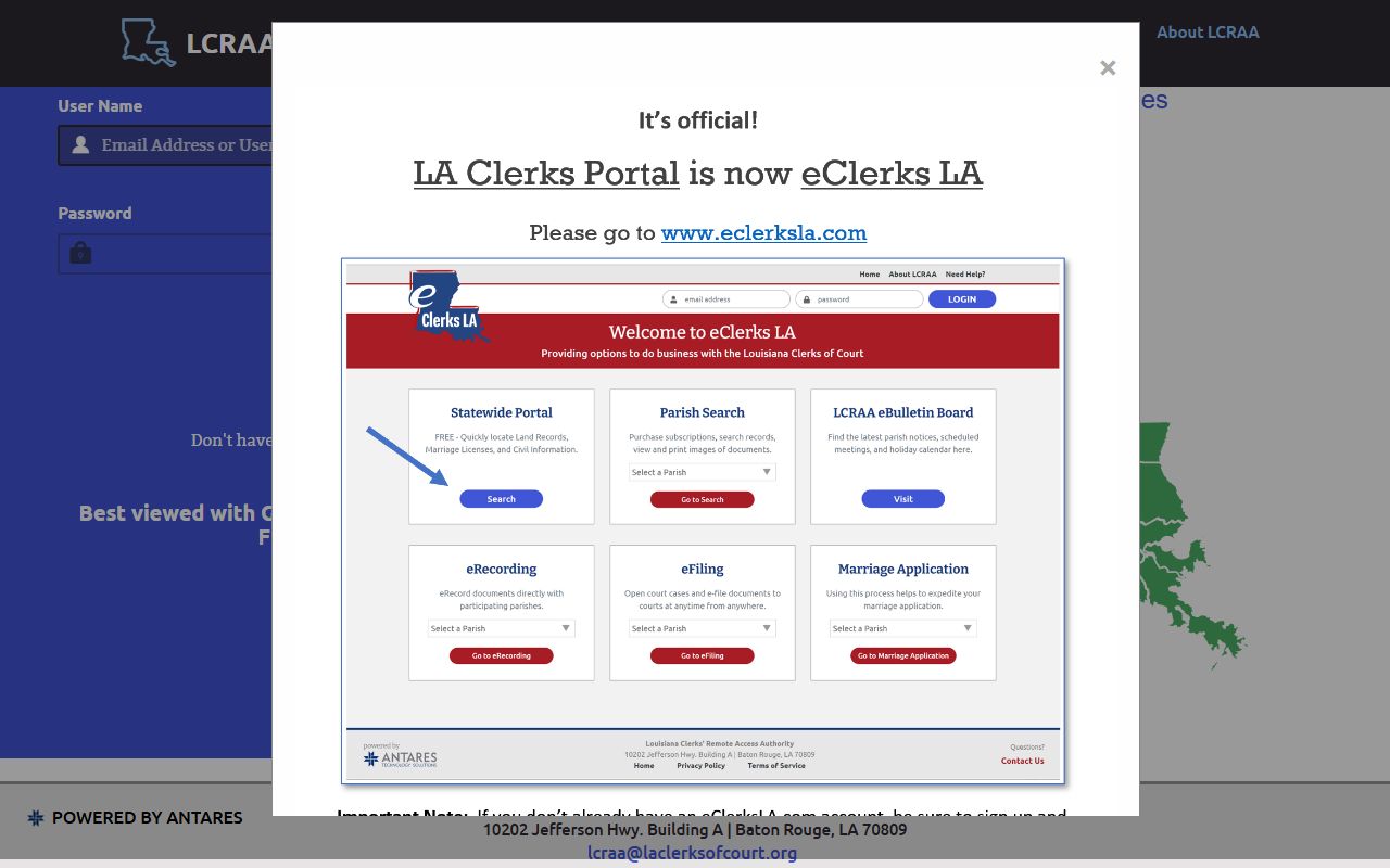 St. Mary Parish court records Louisiana Clerks Remote Access Authority portal