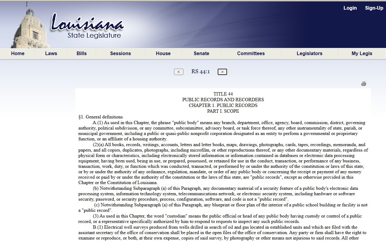 St. Mary Parish court records Louisiana public records definition statute