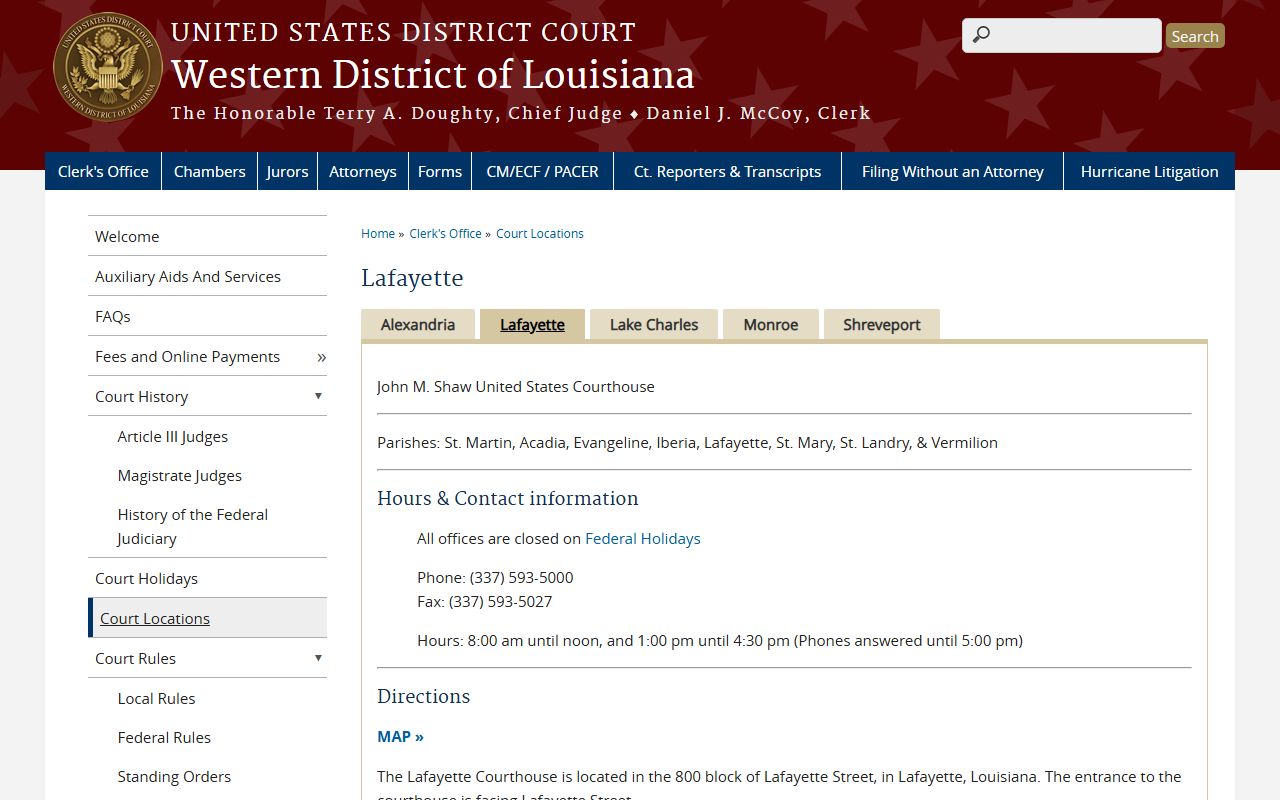 St. Mary Parish District Court Western District Lafayette courthouse