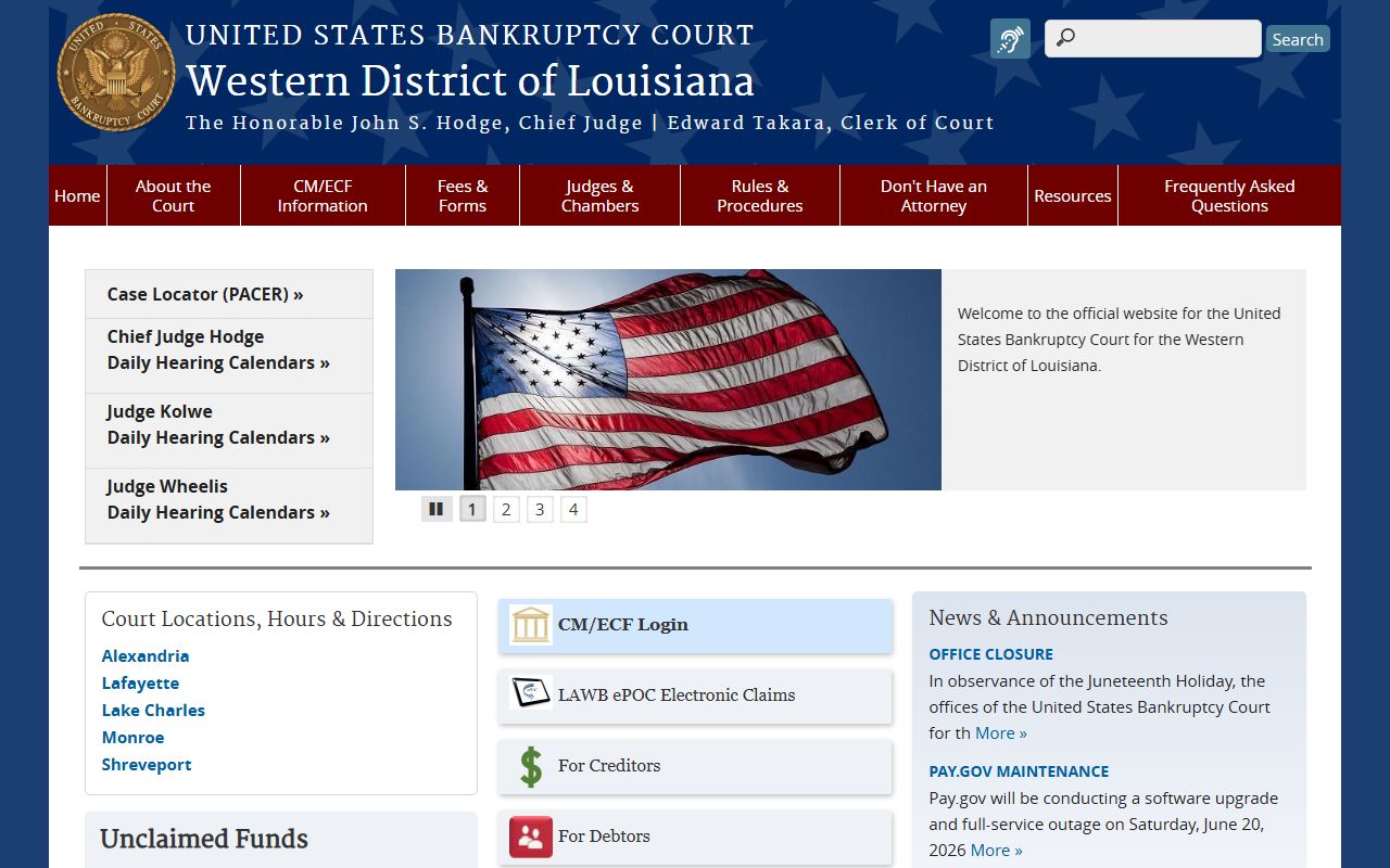St. Mary Parish District Court Louisiana Western Bankruptcy Court website