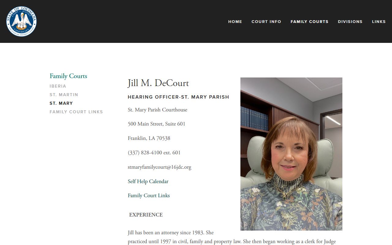 St. Mary Parish District Court 16th JDC St. Mary page