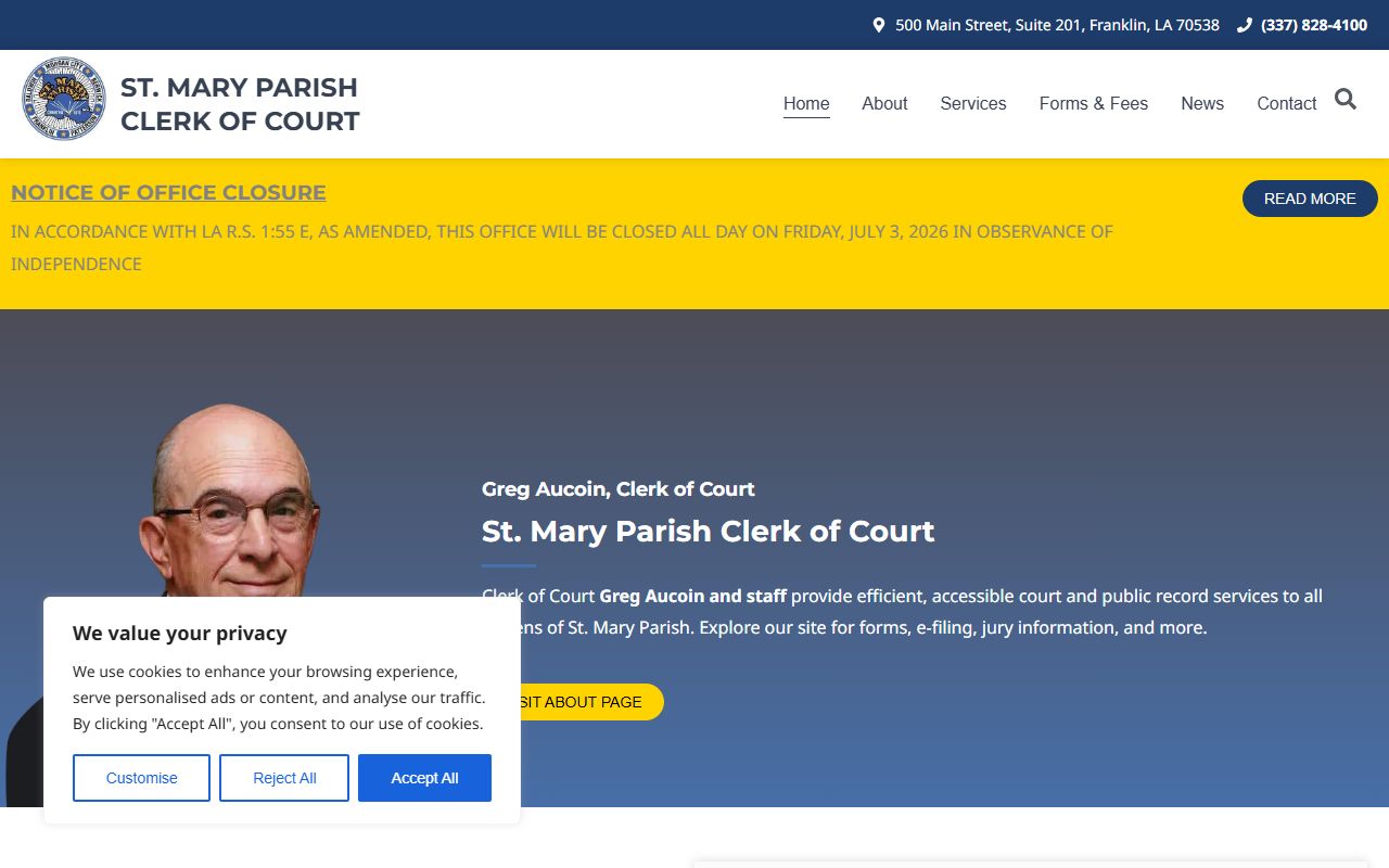 St. Mary Parish court records Clerk homepage