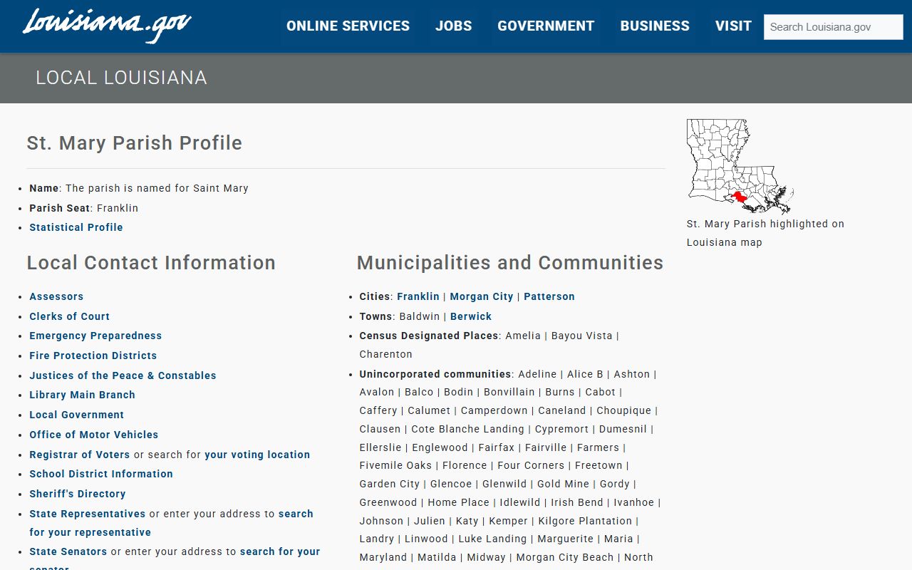 St. Mary Parish court records Louisiana parish profile