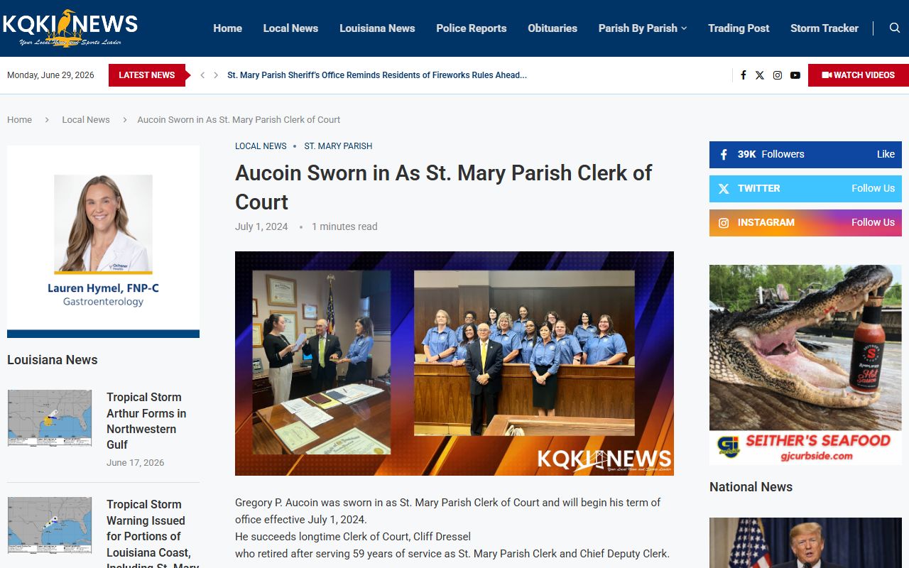 St. Mary Parish Clerk of Court history and court records