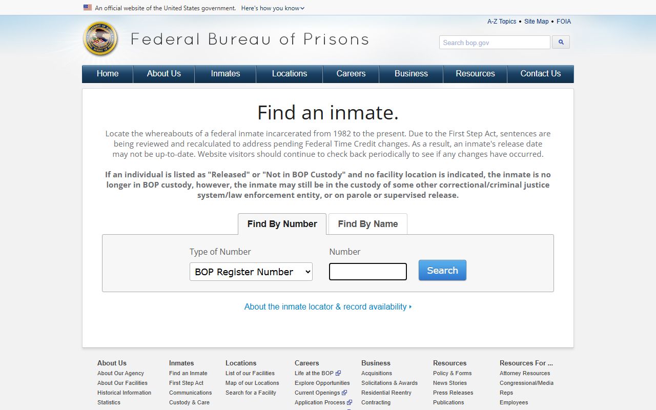 St. Mary Parish inmate search Federal Bureau of Prisons locator