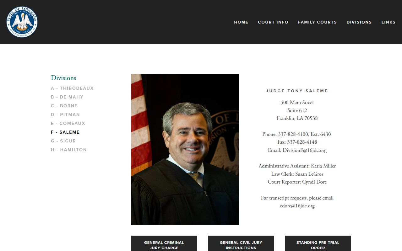 St. Mary Parish divorce records 16th JDC Division F page