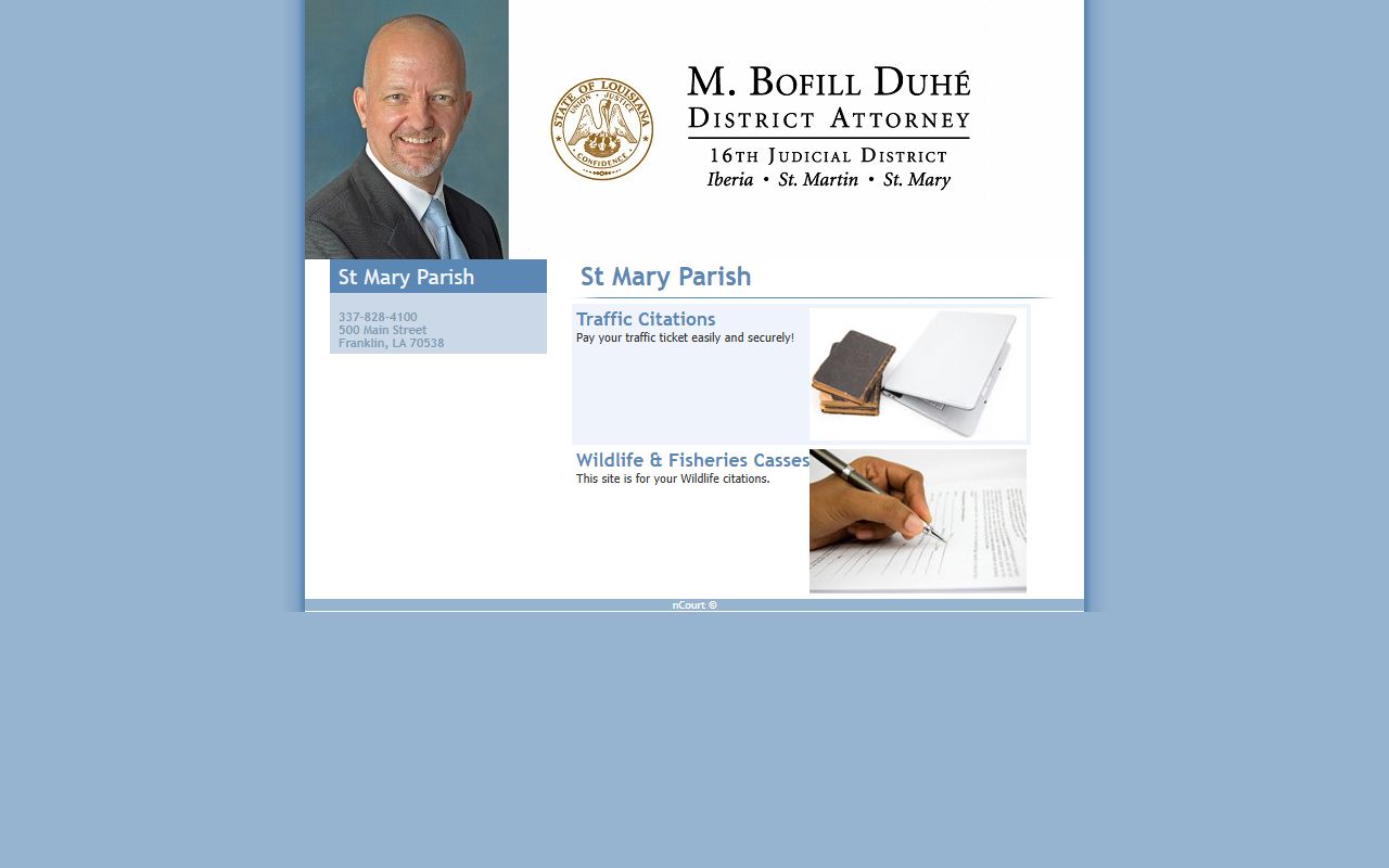 St. Mary Parish traffic court records nCourt citation payment landing